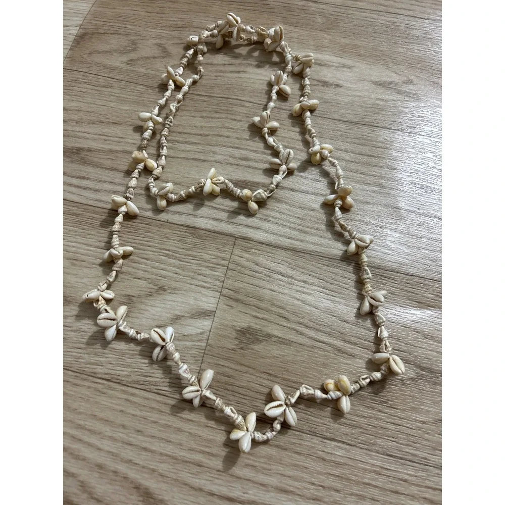 Cowrie Shell Beaded Necklace Handmade Beach Jewelry 36‎ Inches